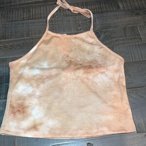 Antistar‎ Camel Brown Tie Dye Crop Halter Top Size Large NWT